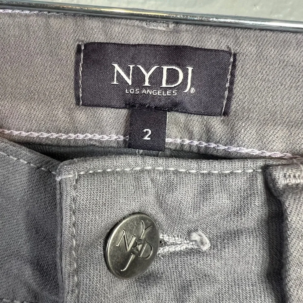 NYDJ Marilyn Straight Leg‎ Jeans Gray Size 2 Hand Cropped Lift Tuck Technology